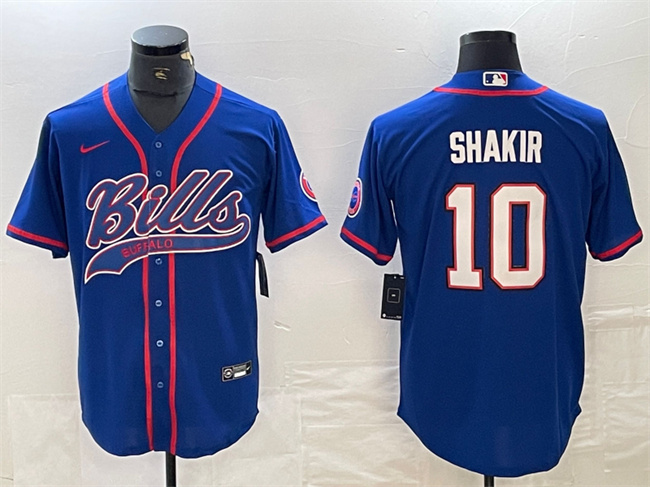 Men's Buffalo Bills #10 Khalil Shakir With Patch Cool Base Stitched Baseball Jersey Men's Buffalo Bills #10 Khalil Shakir With Patch Cool Base Stitched Baseball Jersey